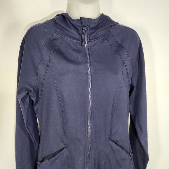 Spyder Active Hoodie Jacket Blue Long Thumbhole Sleeve Full Zip Zip Pockets Med - Picture 5 of 13